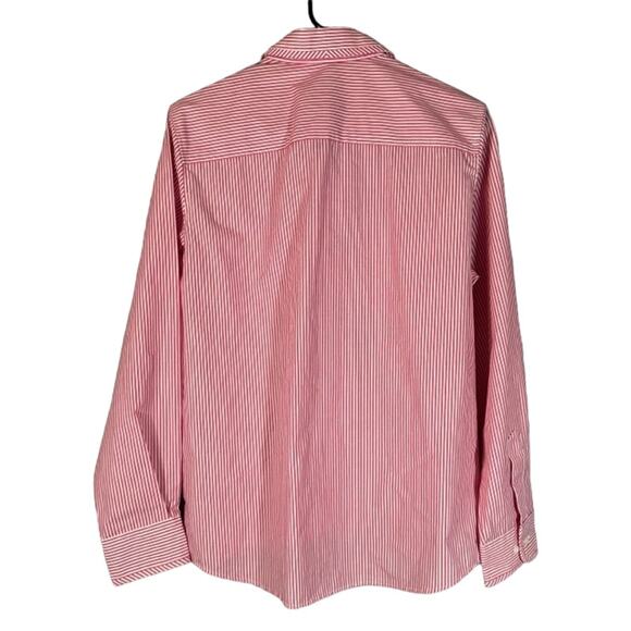 Orvis Red & White Striped Long Sleeve Cotton Blend Button Down Shirt Men Sz M - Picture 2 of 9